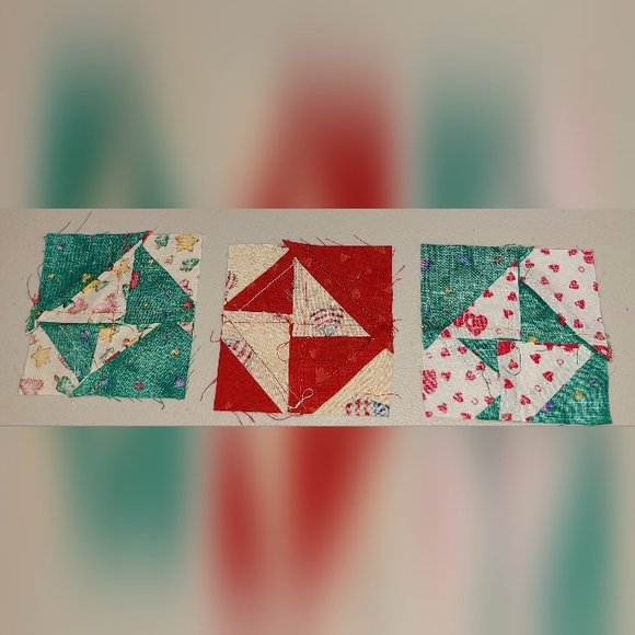 UnFinished HandMade Quilted Triangles & Squares HEARTS Quilting Sewing Cotton - Picture 9 of 15